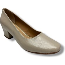 Nur Rose 8600-26 Kırışık Rugan Deri Kalın Topuk Kadın Ayakkabı