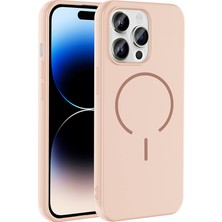 Alan Tech iPhone 14 Pro Max Kılıf M-Safe Şarj Özellikli Zore Meta Kapak - Rose Pembe