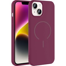 Alan Tech iPhone 13 Kılıf M-Safe Şarj Özellikli Zore Meta Kapak - Mürdüm