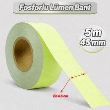 Badem10 Fosforlu Foto Lümen Açık Yeşil Yapışkanlı Bant 4,5 cm x 5 M Karanlıkta Parlayan Yüksek Görünürlük