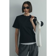 Suud Collection Siyah Nolan Vatkalı Tişört