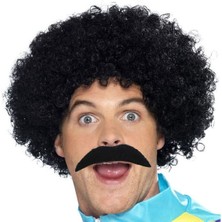 Pazarcan Siyah Scouser Erkek Kısa Peruk 120 gr ve Bıyık Seti