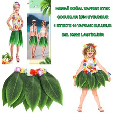 Pazarcan Tropikal Esintili Hawaii Yapraklı Parti Eteği Çocuk Boy
