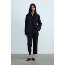 Suud Collection Siyah Page Oversize Gömlek