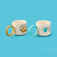 Evidea Kitchen 2'li Katlandığıma Değdi Sloganlı Kupa - Renkli - 250 ml