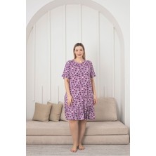 Asel Kadın Çiçek Desenli Kloş Likralı Penye Elbise