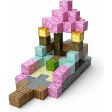 Minelox T005 Sakura Halley 100 Adet Mine Craft Magnetik Küp Yapı Blokları Oyuncak Seti