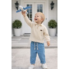 Baby Hola Polo Yaka Pantolonlu Müslin Kumaş  Erkek Bebek İkili Takım Set Babyhola