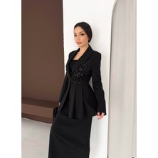 Vuntal El Işlemeli Volanlı Blazer Etekli Ikili Takım