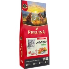Perlina Yetişkin Kedi Maması, Balıklı, 12 Kg, Yüksek Protein Içerikli