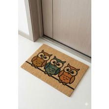 Miabella Home Kapı Önü Paspası Baykuş Doormat Kapı Paspas Kaymaz Tabanlı Paspas