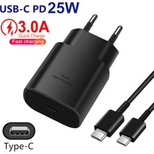 Genos Samsung Galaxy Note 8 Uyumlu 25W Type-C Hızlı Şarj Aleti + Kablo Set Siyah Renk