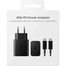Genos Samsung Galaxy A04E Uyumlu 45W Type-C Hızlı Şarj Aleti Adaptör 45 Watt Siyah Renk