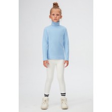 Koyu Mavi Basic Kışlık Tam Balıkçı Yaka Uzun Kollu Kız Çocuk Tişört