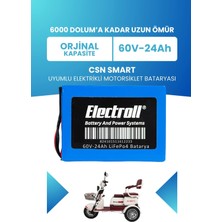 Electroll Csn Smart Uyumlu Batarya (Standart Kapasite) Lifepo4 60V 24AH Elektrikli Motorsiklet Bataryası