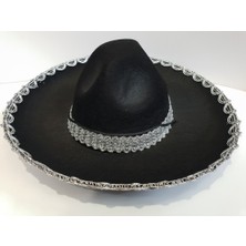 GYN Gümüş Renk Şeritli Meksika Mariachi Latin Şapkası 55 cm Çocuk Nessiworld