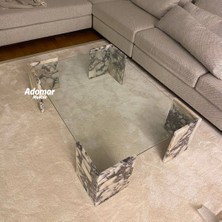 Adomar Marble Menekşe Orta Sehpa | Cam Orta Sehpa
