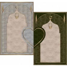 Forever Aldora Çift Kişilik Kalpli Seccade Takımı – Diz Ağrıtmayan Yumuşak Namazlık | Bebek Mavi & Pembe