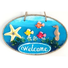 Yg Deniz Temalı Balıklı Deniz Atlı Deniz Yıldızlı Welcome Yazılı El Yapımı Kapı Süsü