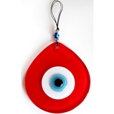 Yg Kırmızı Renk Damla Model Nazar Boncuklu El Yapımı Duvar Süsü