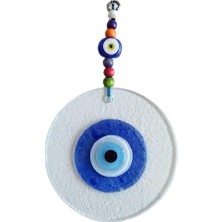 Yg Mavi Nazar Boncuklu El Yapımı Şeffaf Cam Duvar Süsü