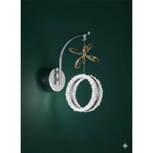 Bohem Aydınlatma Krom Halka Kristal Duvar Apliği 3 Renk LED (Beyaz Sarı Günışığı)