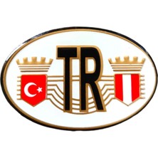 Otohousse Tr Türkiye Bayraklı Oval Metal Etiket Sticker Kırmızı