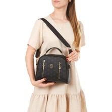 Sannora Bags Kadın Desenli Çapraz Askılı Omuz  ve El Çantası Kahverengi