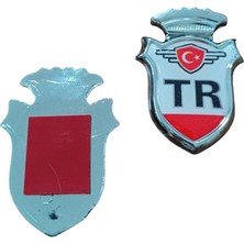 Otohousse Tr Yazılı Türk Bayraklı  Arma Damla Etiket Kırmızı 2'li