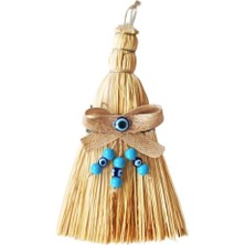 Yg Otantik Ahşap Boncuklu Mini Süpürge Nazar Boncuklu Duvar Süsü