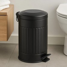 Begin Power Vintage 12 Lt Yavaş Kapanır Kapaklı Ofis Mutfak Banyo Balkon Çöp Kovası Siyah