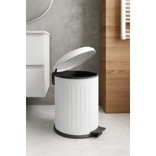 Begin Power Vintage 5 Lt Yavaş Kapanır Kapaklı Ofis Mutfak Banyo Balkon Çöp Kovası Beyaz