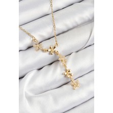 316L Çelik Zirkon Taşlı Çiçek Model Gold Renk Kadın Kolye EB-53-VICE/(1395) 0705