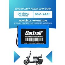 Electroll Mondial E-Mon Rıtual Uyumlu Batarya (Standart Kapasite) Lifepo4 60V 24AH Elektrikli Motorsiklet Bataryası