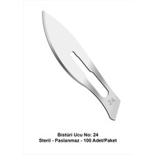 Atel-San Bıstüri Ucu No:24 / Steril Bıçak Paslanmaz - 100 Adet/Paket