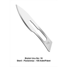 Atel-San Bıstüri Ucu No:18 / Steril Bıçak Paslanmaz - 100 Adet/Paket