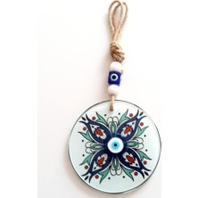 Yg Turkuaz ve Lacivert Renk Çiçekli Füzyon Cam Duvar Süsü