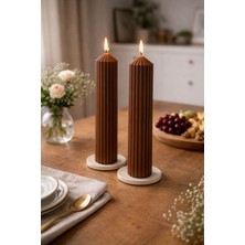 MumKusag Roma Sütun Mum Büyük Boy Kahverengi