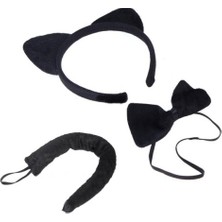 Yg Kedi Kostüm Taç Kuyruk Papyon Seti Karışık