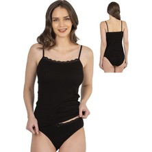 Bipamuk Kadın Siyah Iç Giyim Atlet Külot Takım Yumuşak Doku Esnek Nefes Alan