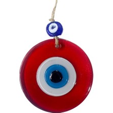 Yg Şeffaf Kırmızı Nazar Boncuklu Duvar Süsü 10 cm Cam Duvar Dekoru