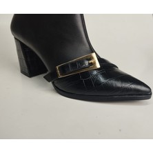 Lucciola Kadın Hakiki Deri Kroko Detaylı Tokalı Topuklu Bot