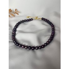 Duran Takı Gerçek Siyah Inci Gümüş Kolye