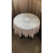 Mor Tırtıl El Işi Dantel Yuvarlak Masa Örtüsü Çeyizlik Hediyelik Vintage Bohem