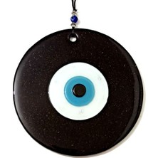 Yg Mavi Nazar Boncuklu 16 Santimetre El Yapımı Siyah Duvar Süsü Nazarlık