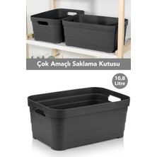 Meleni Home 1 Adet Dekoratif Piramit Saklama Kutusu - Dolap Içi Düzenleyici Organizer Kutu 10,8 Litre Antrasit