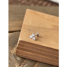 Aida Jewelss 925 Ayar Gümüş Pırlanta Modeli Helix Tragus Kıkırdak Piercingi Gümüş Piercing