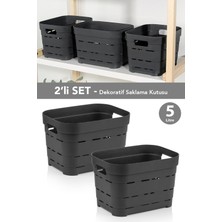 Meleni Home 2'li Delikli Dekoratif Piramit Saklama Kutusu - Dolap Içi Düzenleyici Organizer Kutu 5 Lt Antrasit