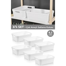 Meleni Home 6 Adet Dekoratif Piramit Saklama Kutusu - Dolap Içi Düzenleyici Çok Amaçlı Organizer 8,2 Litre Beyaz