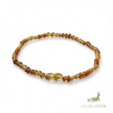 Uçan Geyik Kehribar Doğal Taş Bebek Kolyesi - Güçlü Bağışıklık ve Diş Çıkarma